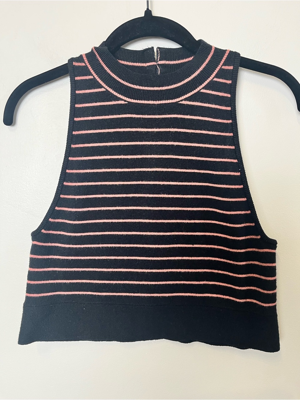 Victoria's Secret Black Crop Tank with Pink Stripes